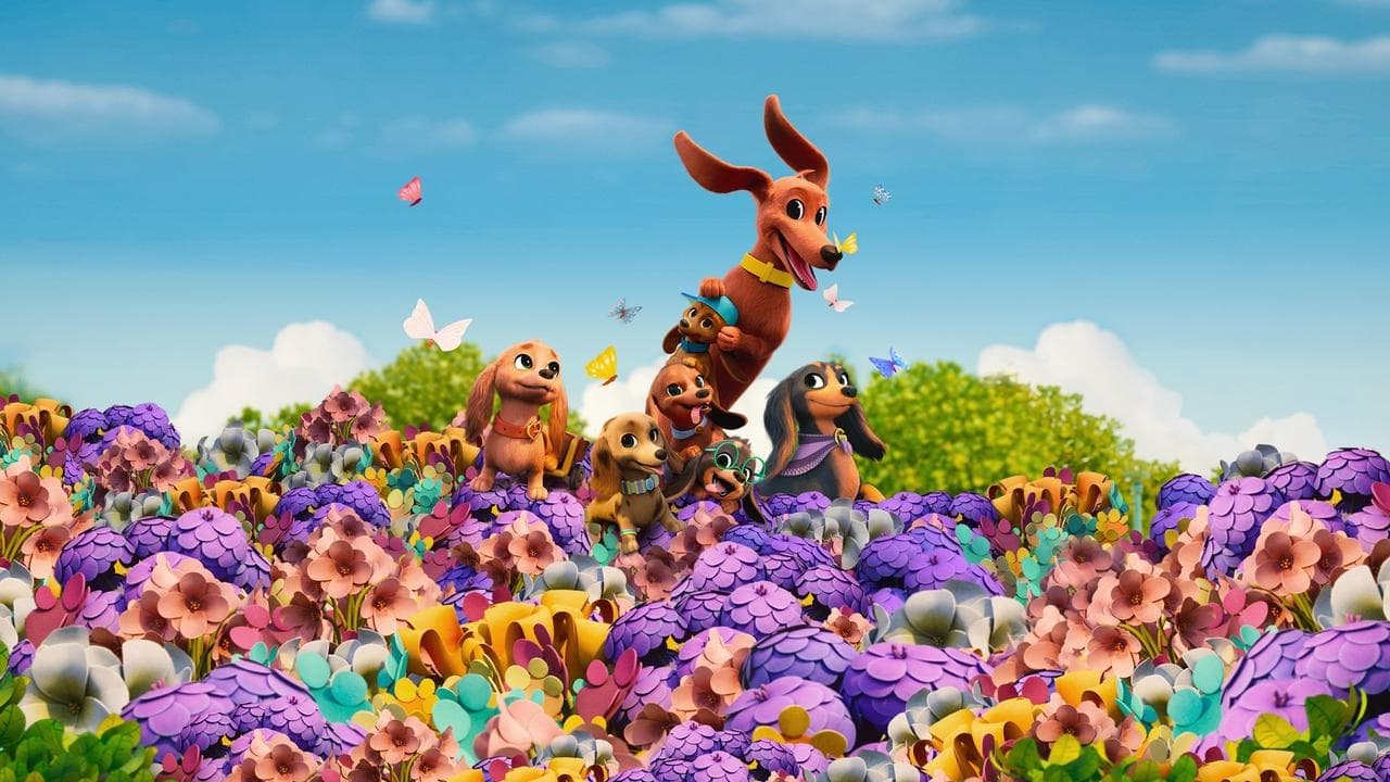 Bretzel et les bébés chiens backdrop